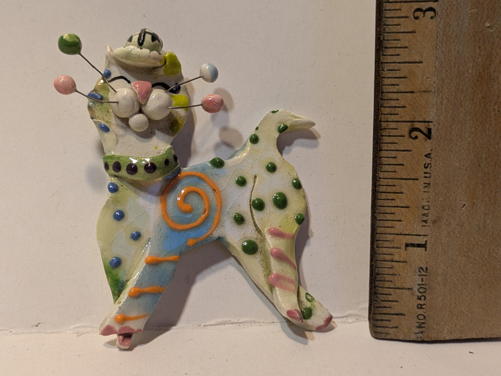 Francoise — Vintage WhimsiClay Handmade Ceramic Cat Pin by Amy Lacombe
