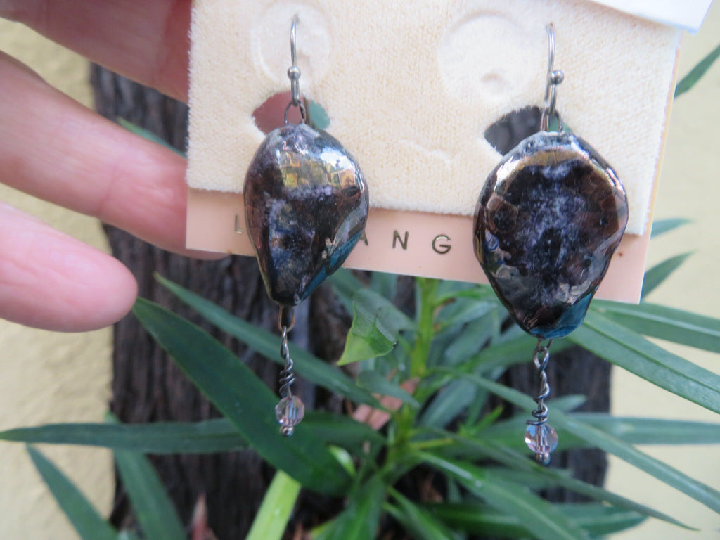 Genevieve — WhimsiClay Black Lustrous Earrings by Amy Lacombe