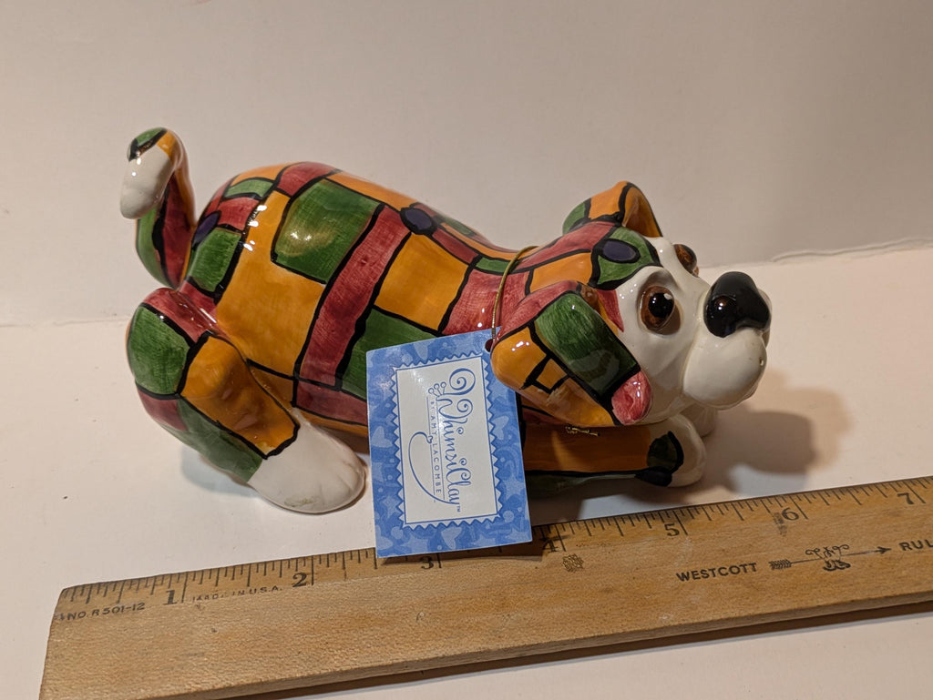 Buttons — WhimsiClay Rare Patchwork Pup Clayful Canine by Amy Lacombe, with Pug Pin