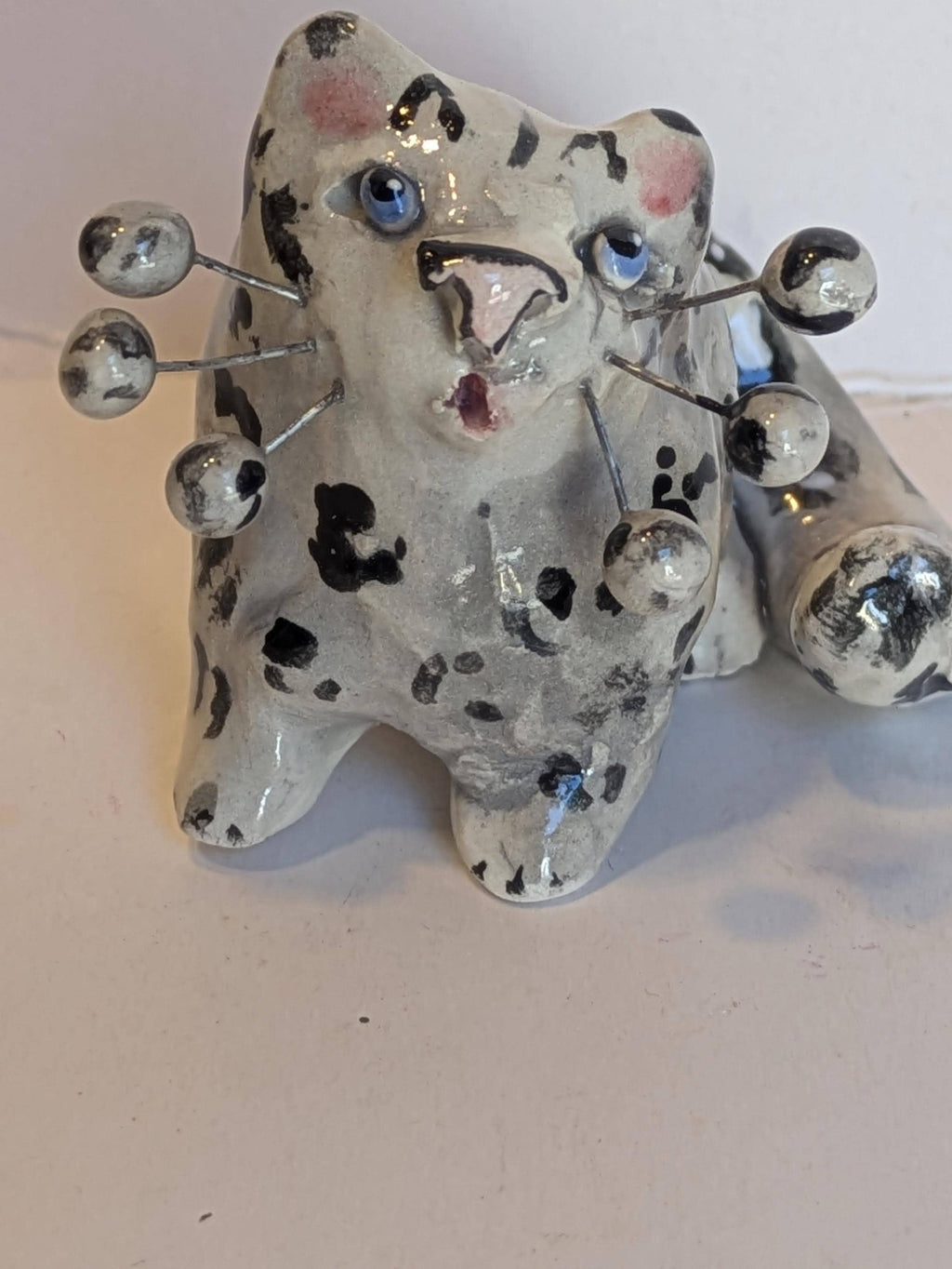 Lila Leopard — WhimsiClay Mini Snow Leopard Sculpture by Amy Lacombe