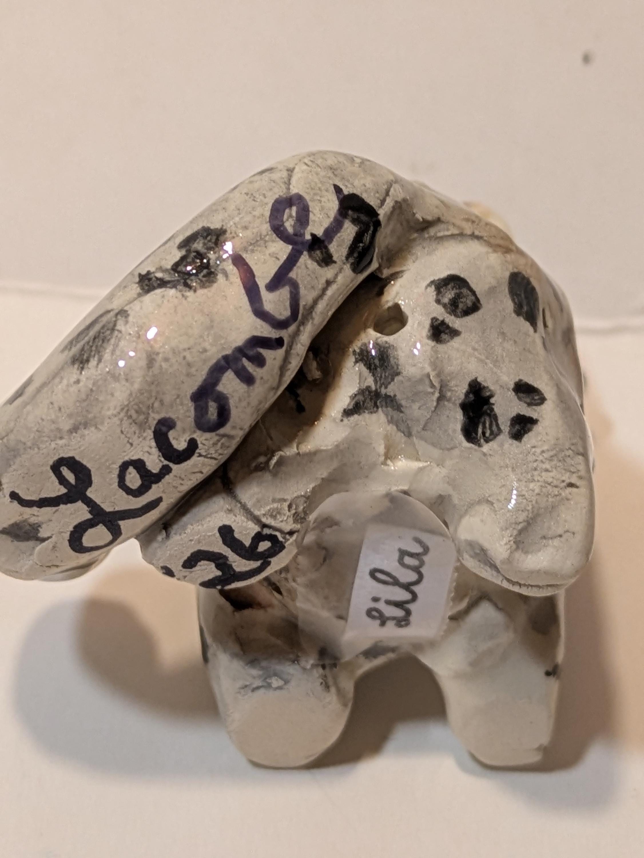 Lila Leopard — WhimsiClay Mini Snow Leopard Sculpture by Amy Lacombe