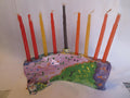 Cat Menorah — WhimsiClay Colorful Handmade Rare One-of-a-Kind by Amy Lacombe