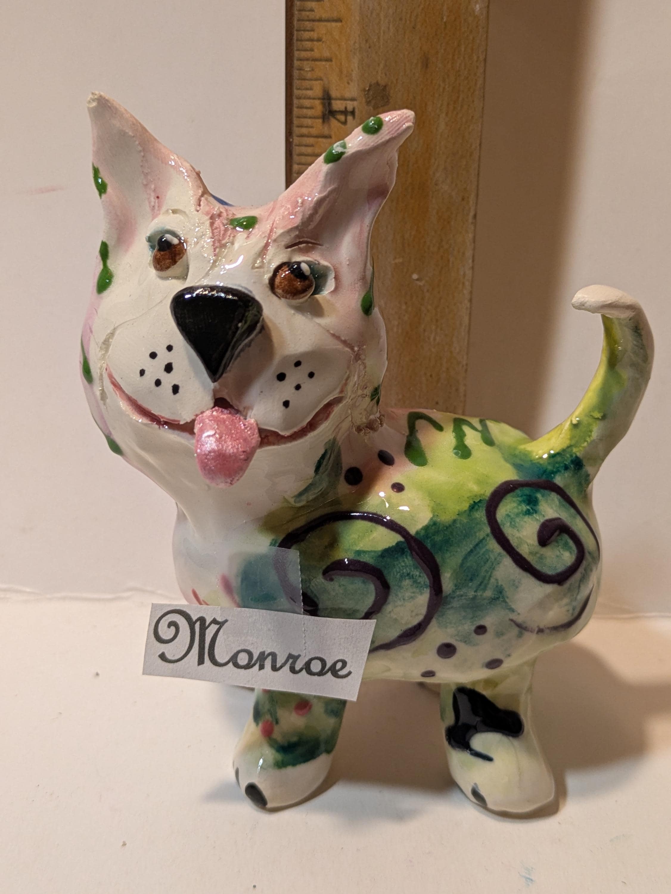Monroe — Vintage WhimsiClay Colorful Multicolor Mutt by Amy Lacombe