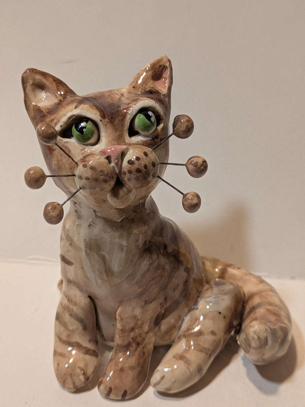 Tawny Tabby — WhimsiClay Small Cat Figurine, Handmade by Amy Lacombe