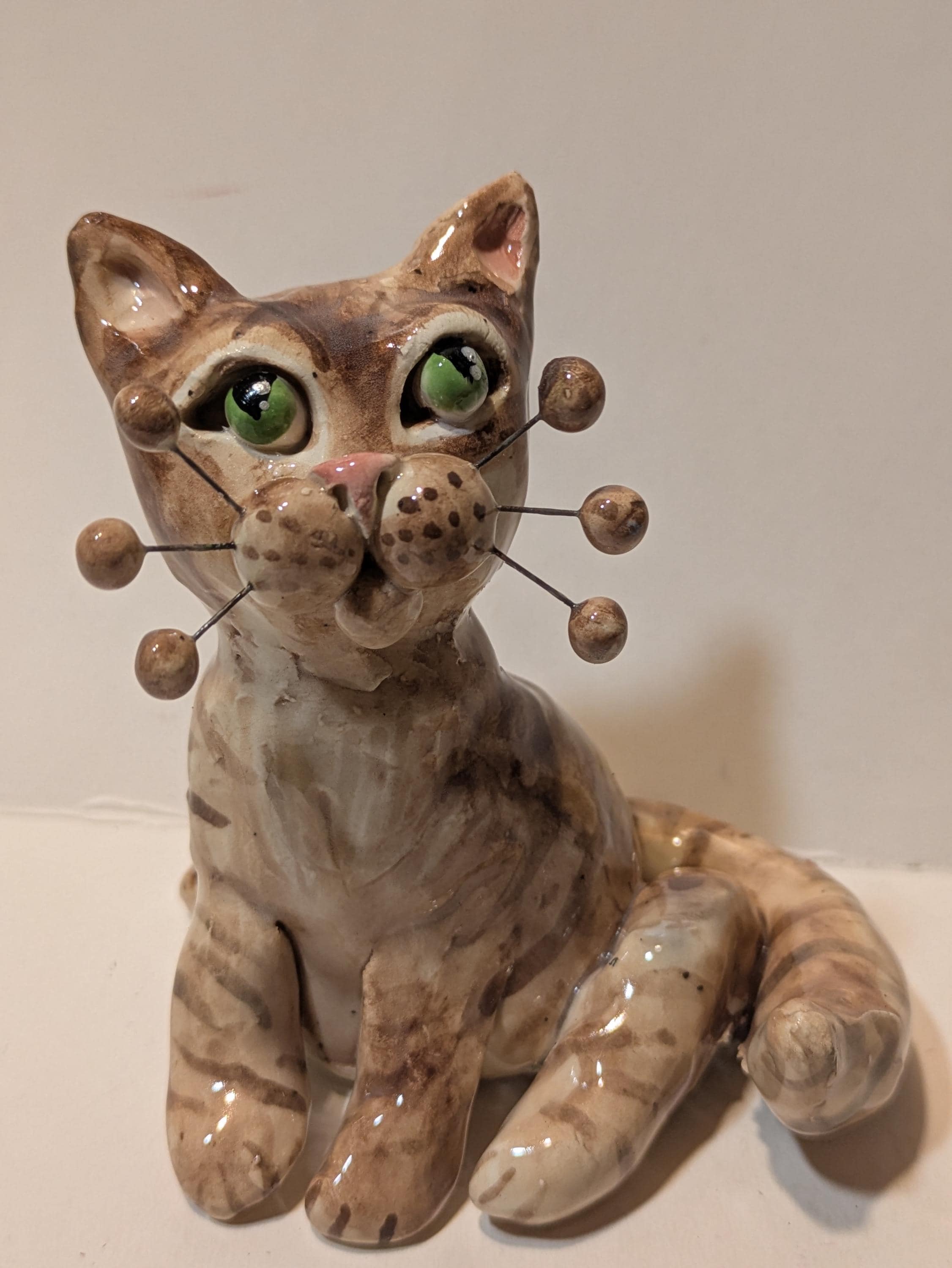 Tawny Tabby — WhimsiClay Small Cat Figurine, Handmade by Amy Lacombe