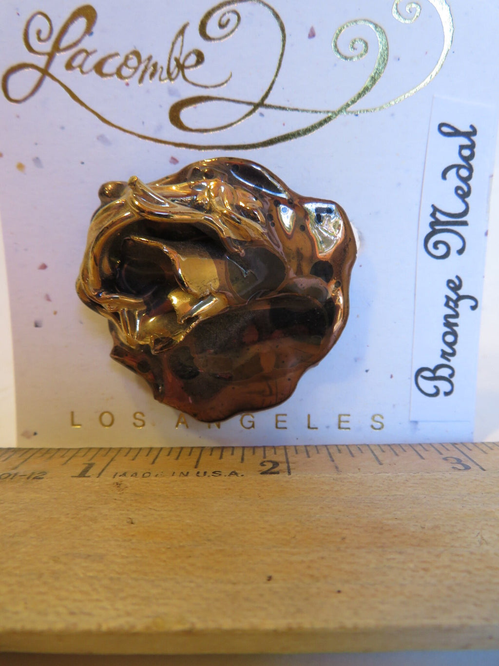 Bronze Medal — WhimsiClay Brooch with Gold & Metallic Halo Luster Finish