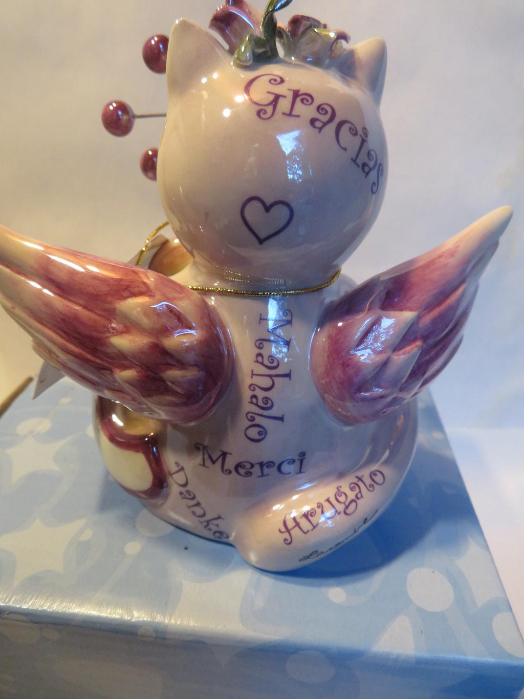Angelica — WhimsiClay Gratitude Angel Cat with Angelica Cat Pin