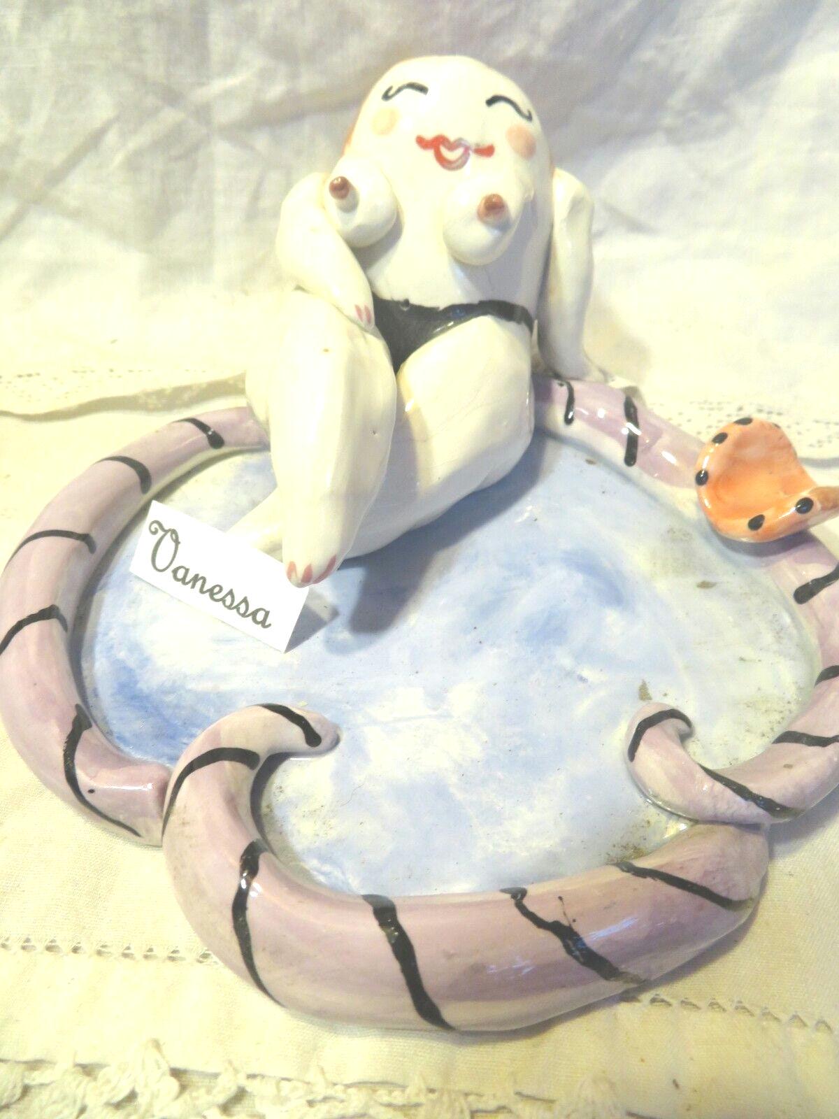 Vanessa — Vintage WhimsiClay Ceramic Ashtray, Rare 1999 Original by Amy Lacombe