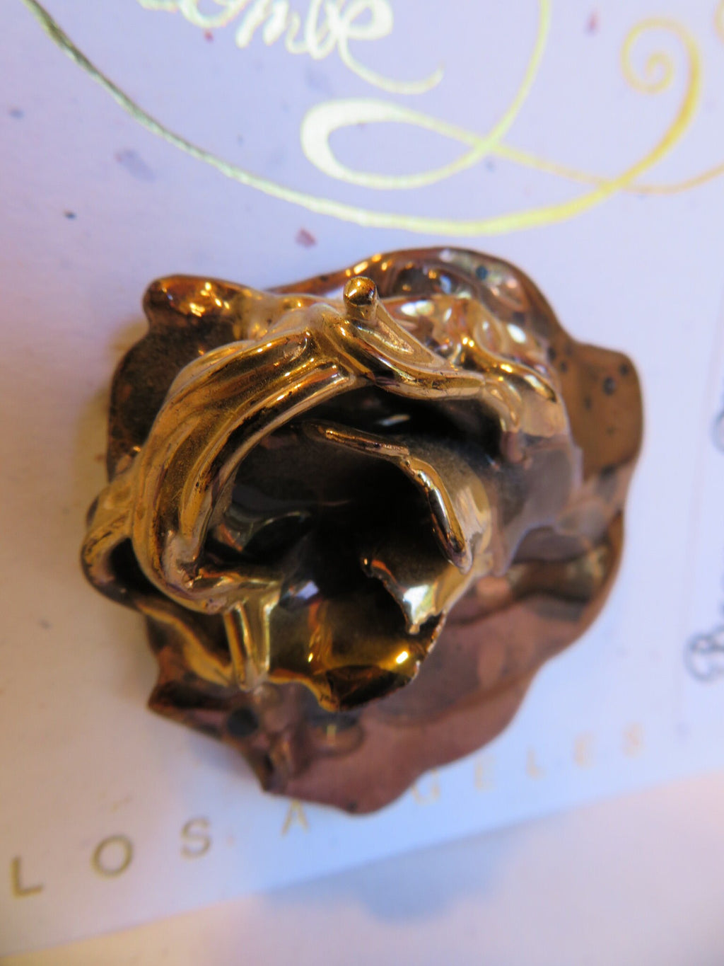 Bronze Medal — WhimsiClay Brooch with Gold & Metallic Halo Luster Finish
