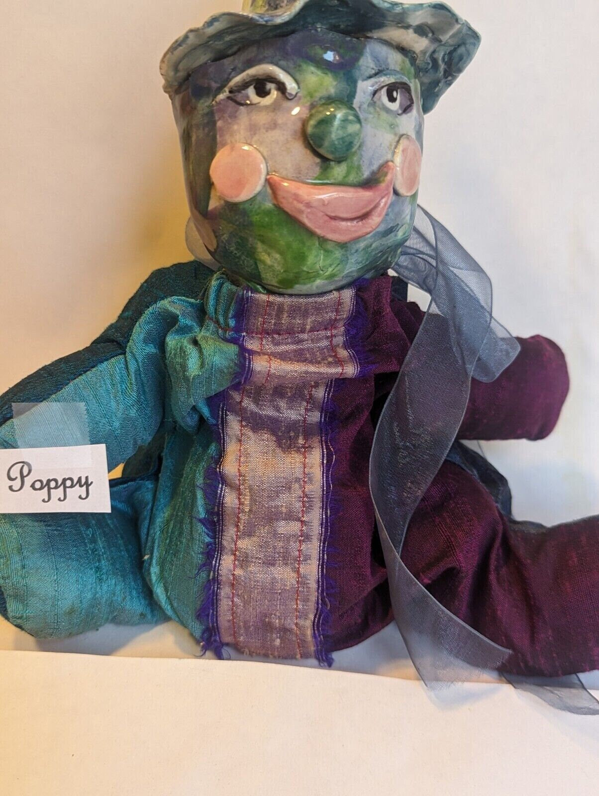 Poppy — WhimsiClay Mixed Media Musical Clown, Plays 'Send In The Clowns'