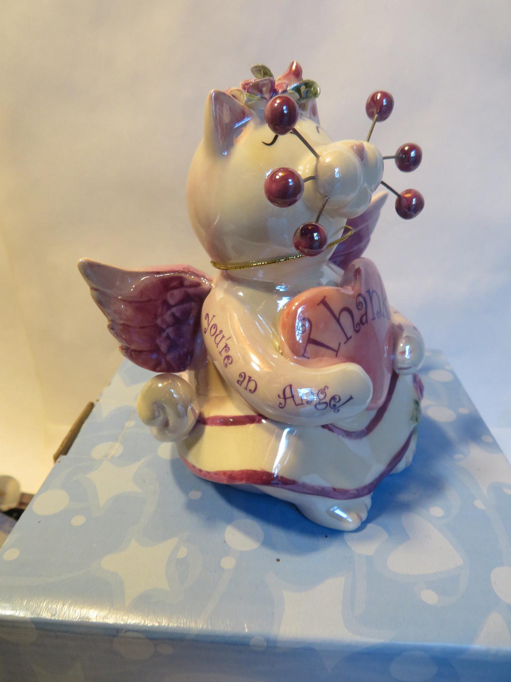 Angelica — WhimsiClay Gratitude Angel Cat with Angelica Cat Pin