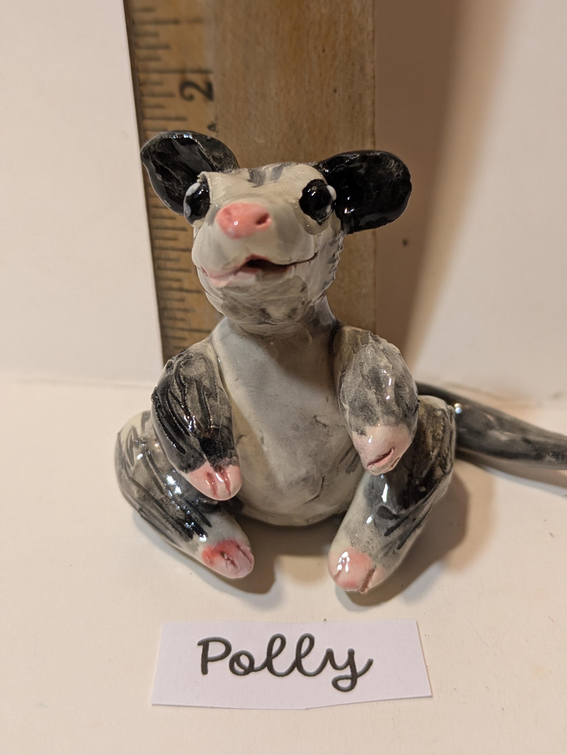 WhimsiClay Polly Possum, Mini Figurine by Amy Lacombe.