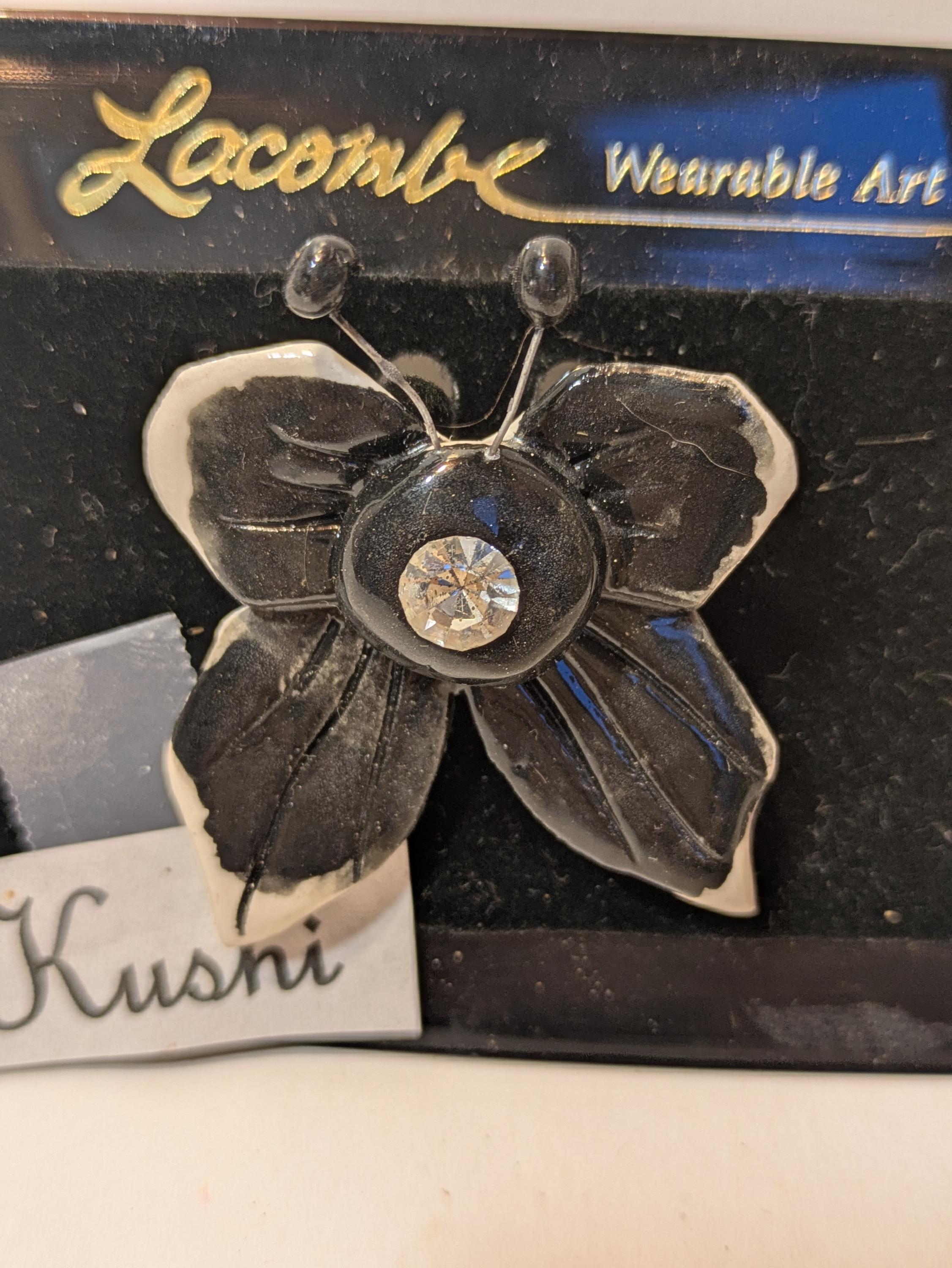 Kushi — Vintage WhimsiClay Handmade Ceramic Butterfly Pin by Amy Lacombe