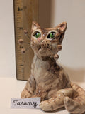 Tawny Tabby — WhimsiClay Small Cat Figurine, Handmade by Amy Lacombe