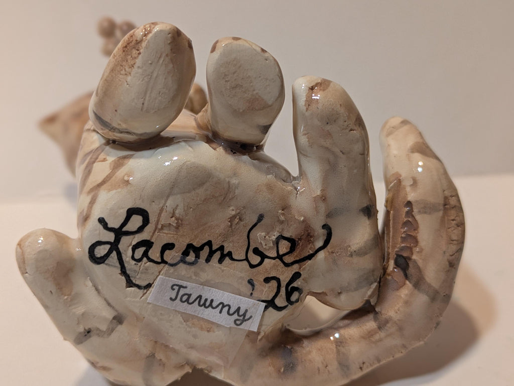 Tawny Tabby — WhimsiClay Small Cat Figurine, Handmade by Amy Lacombe