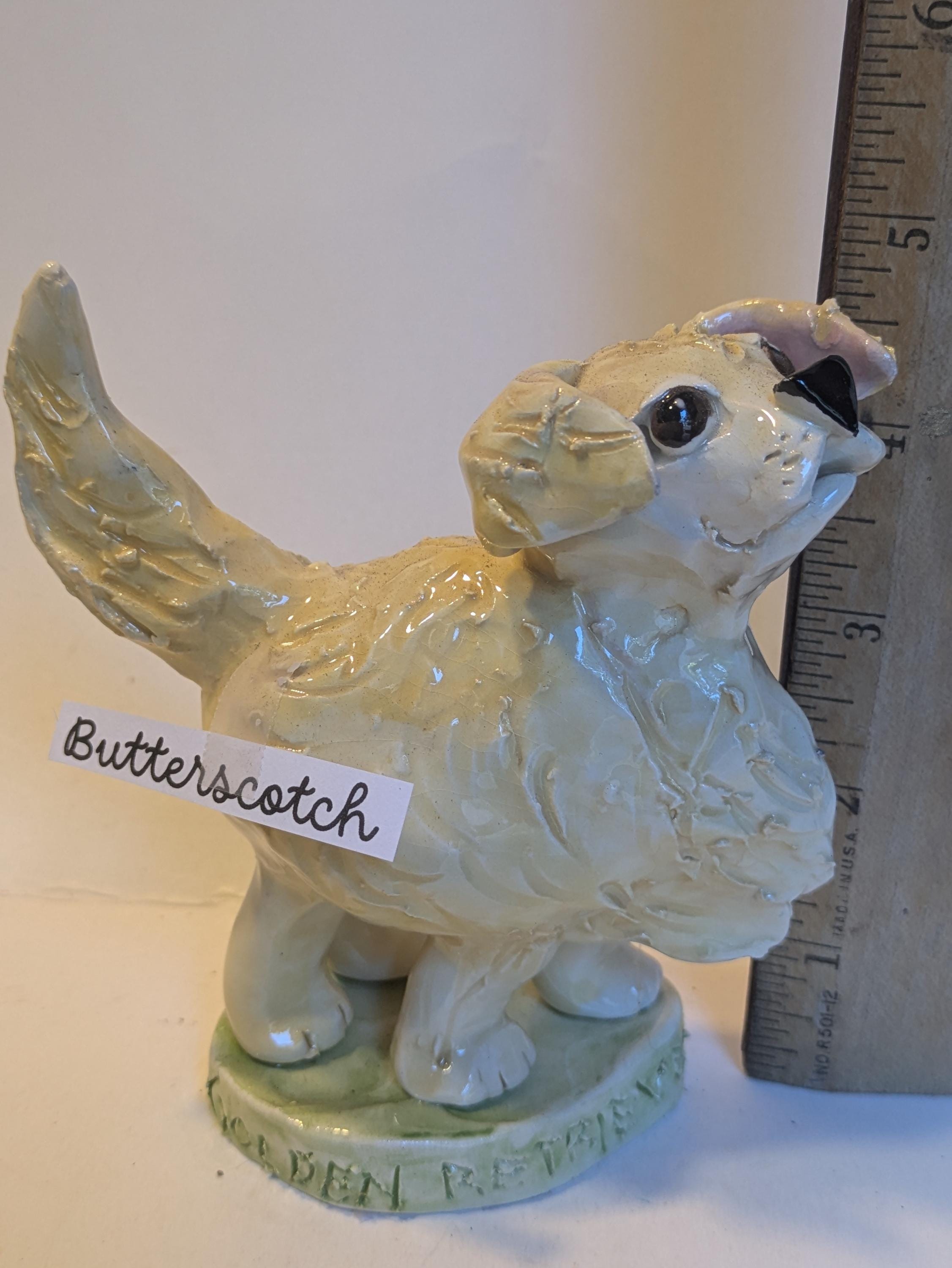 Butterscotch — WhimsiClay Golden Retriever Sculpture by Amy Lacombe