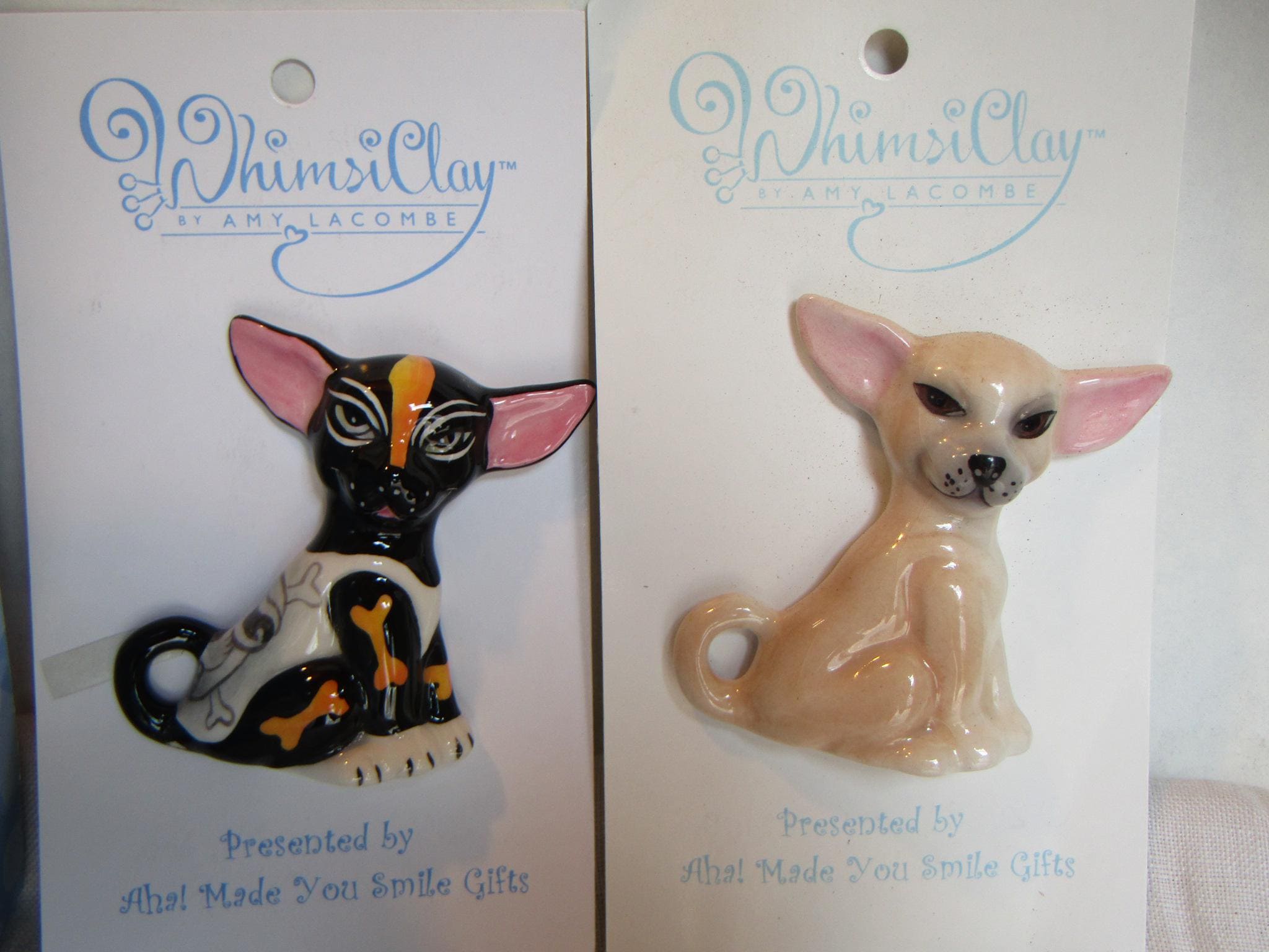 Killer — WhimsiClay Chihuahua Sculpture by Amy Lacombe, Gift Boxed with Pins