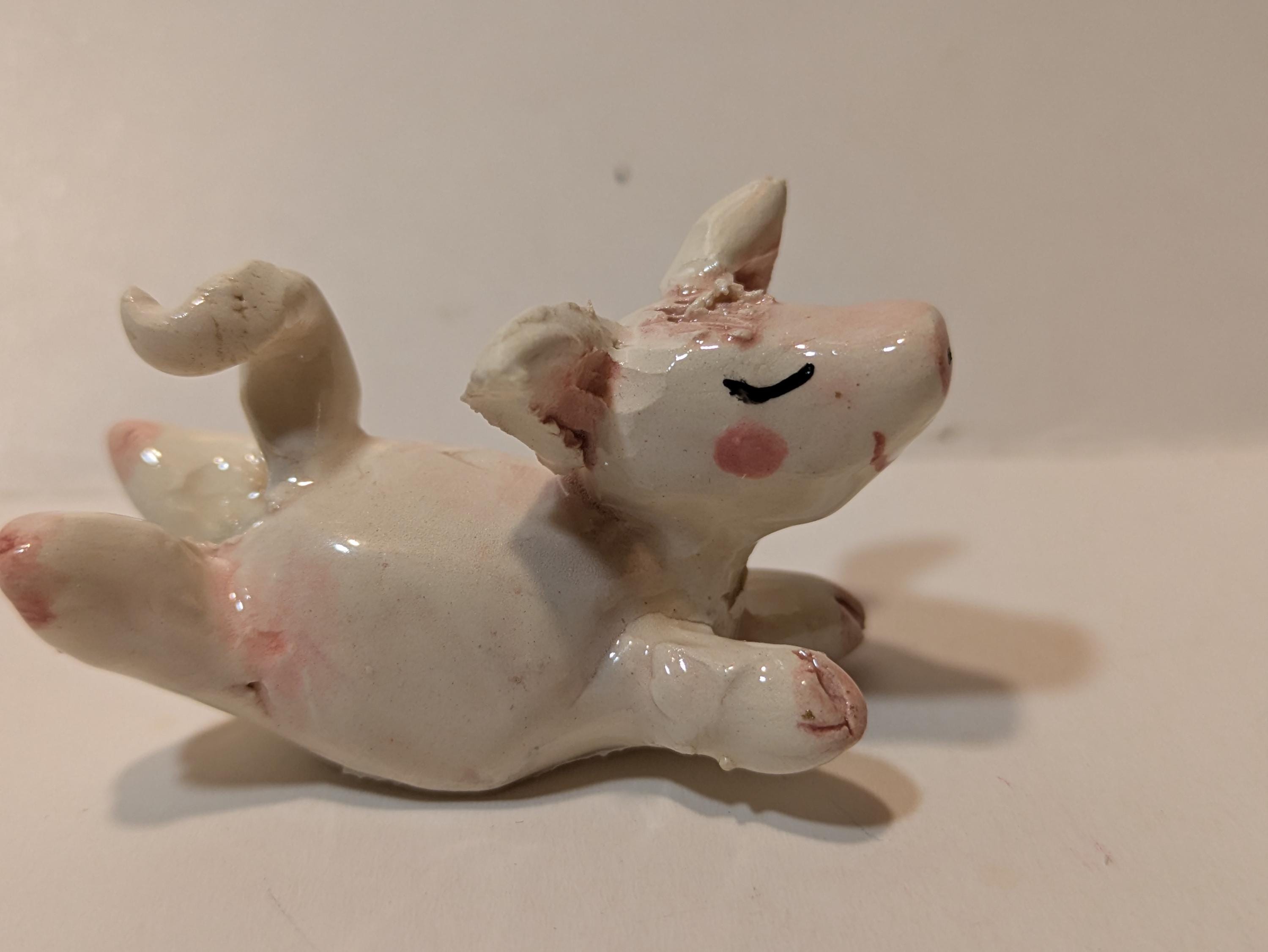 Pink Piggy Lili, WhimsiClay mini Sculpture