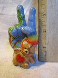 Rainbow Teddy Bear — WhimsiClay Prototype by Amy Lacombe, with Floral Pin