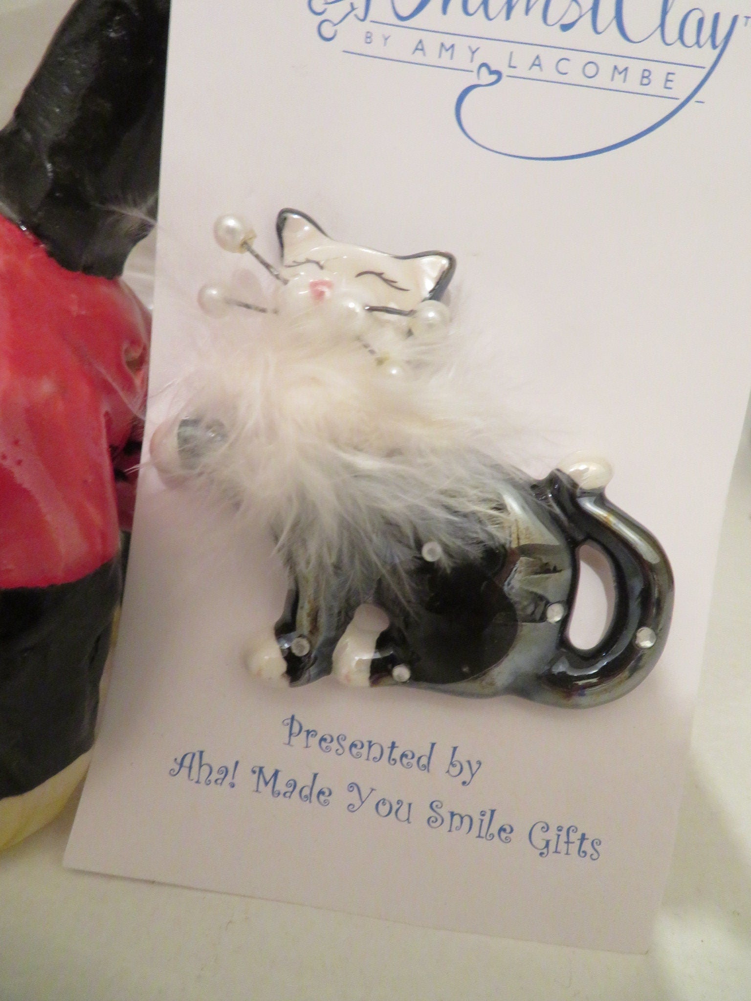 Dawn — WhimsiClay Bold Statement Ceramic Earrings by Amy Lacombe, with Cat Pin