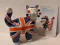Charles — Rare Union Jack WhimsiClay Cat, Hand Signed by Amy Lacombe, with Yankee Doodle Kitty Pin