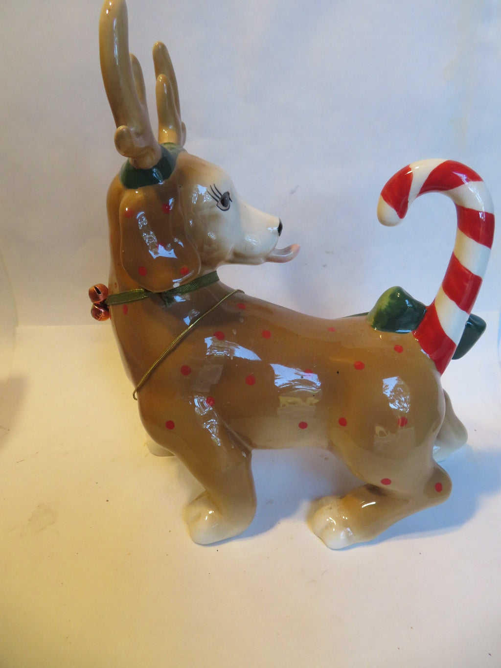 Dash — WhimsiClay Reindeer Dog Figurine by Amy Lacombe, with Dog Pins