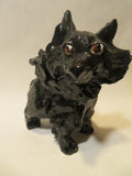 Shiloh — WhimsiClay One-of-a-Kind Long-Haired Black Chihuahua Sculpture by Amy Lacombe, with Dog Pins