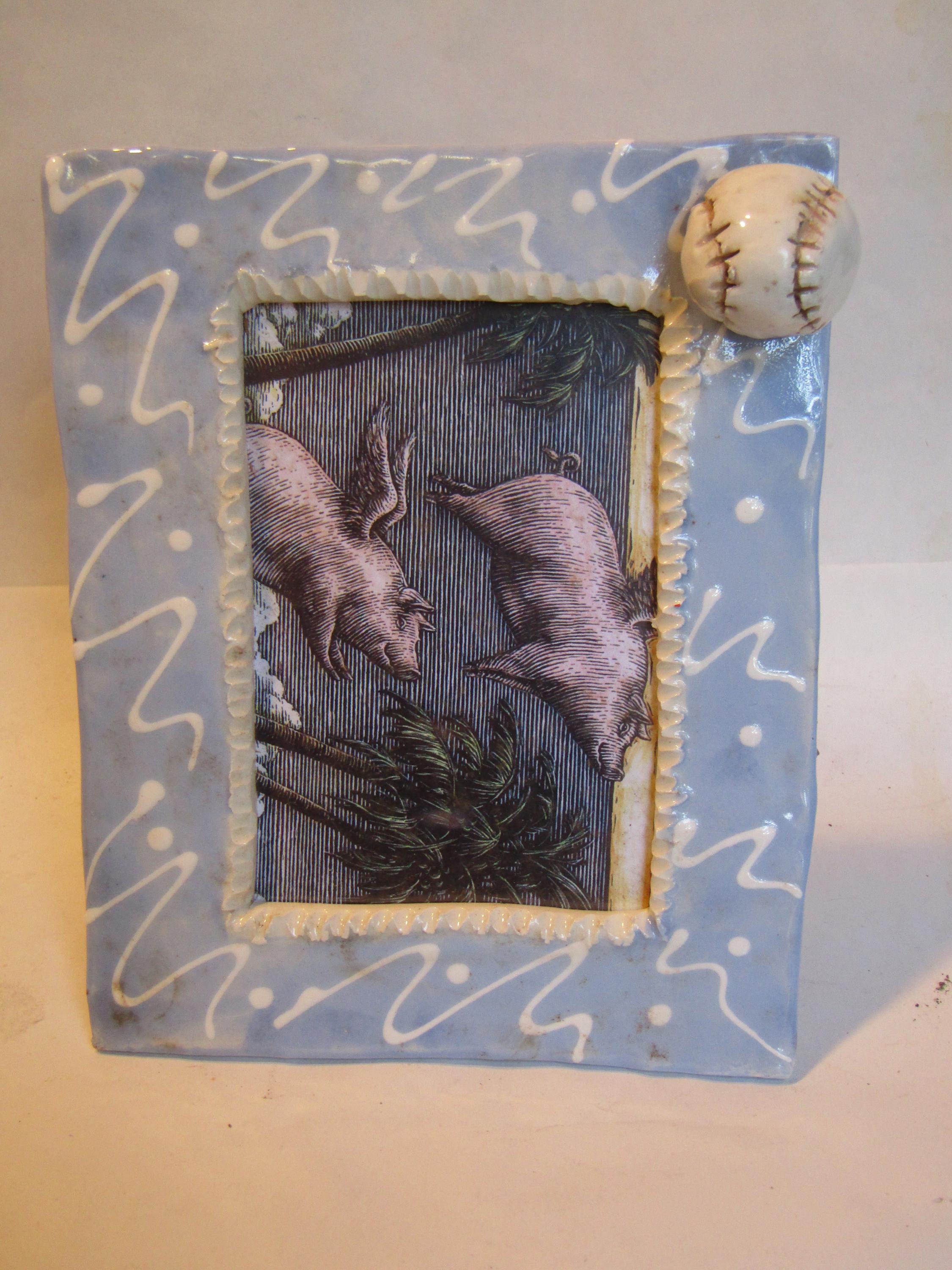 Baseball — Vintage WhimsiClay One-of-a-Kind Ceramic Photo Frame