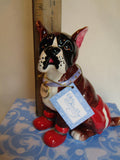 WhimsiClay Boxer Dog Figurine, Dog Lover Gift with Pins