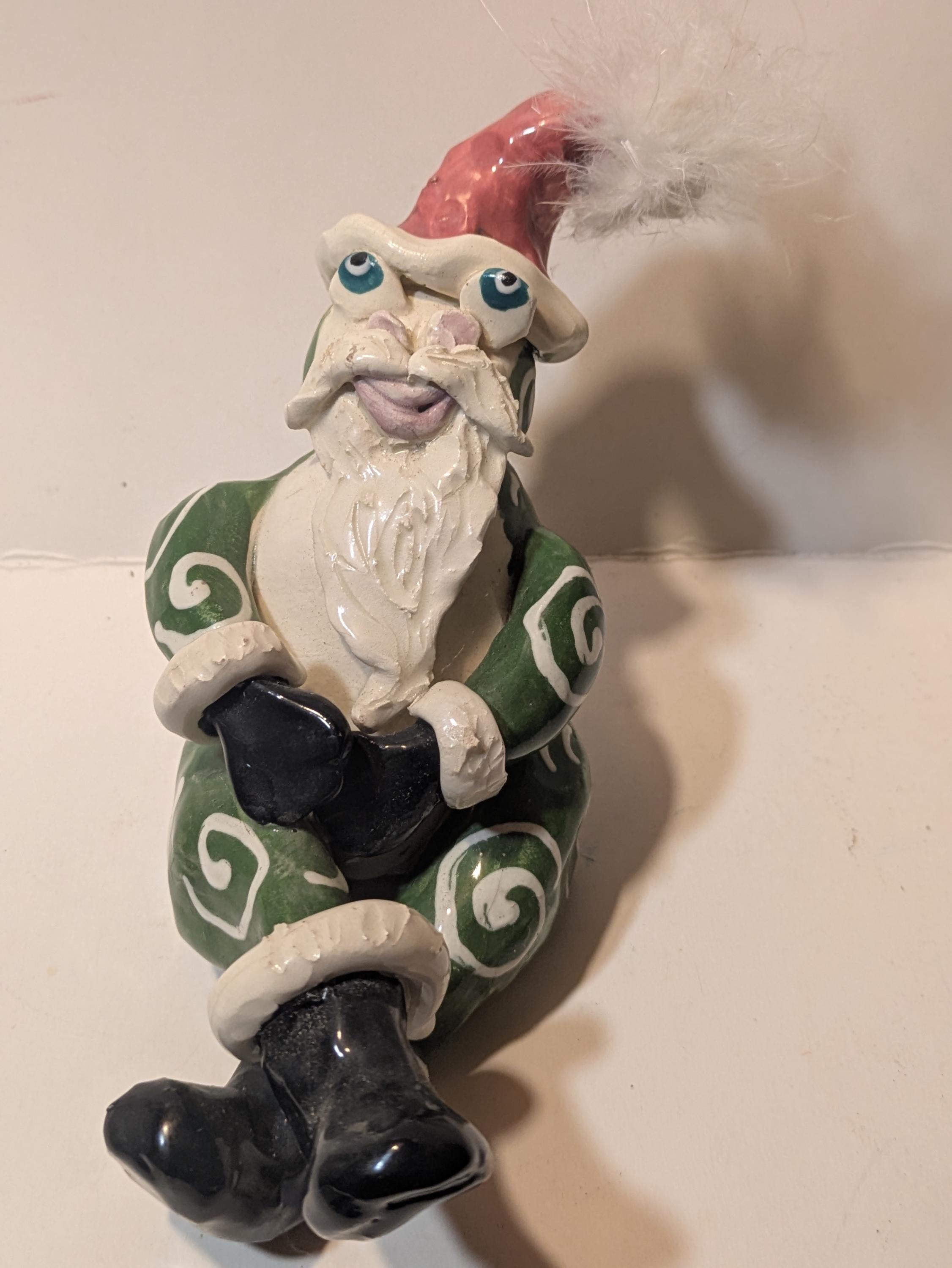 Frog Santa — Vintage WhimsiClay Ceramic Frog Figurine by Amy Lacombe