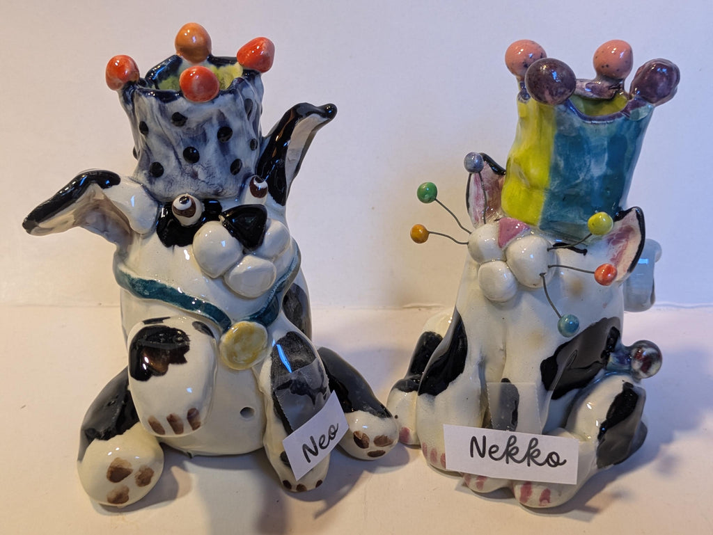 Nekko — Vintage WhimsiClay Black & White Cat Candle Holder by Amy Lacombe