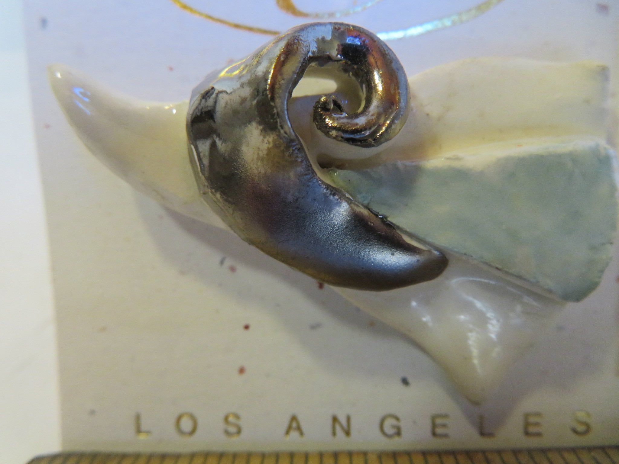 Silver Wave — WhimsiClay Brooch with Platinum Lustre & Matte Finish