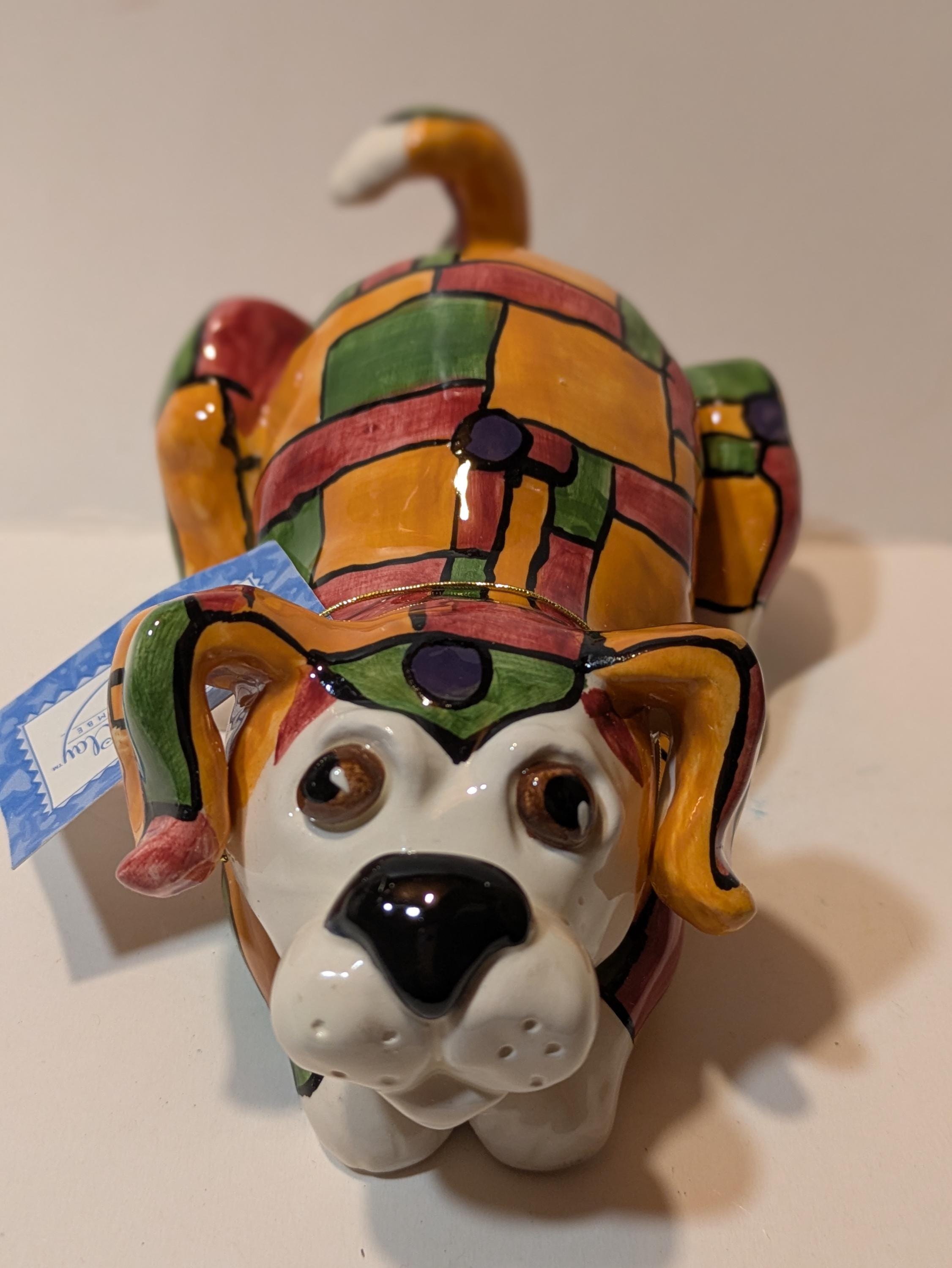 Buttons — WhimsiClay Rare Patchwork Pup Clayful Canine by Amy Lacombe, with Pug Pin