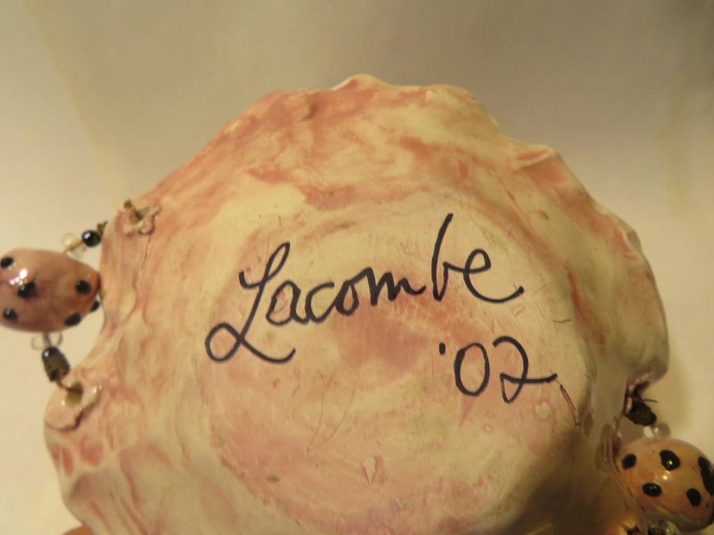 Pink Poodle Dish — WhimsiClay One-of-a-Kind Ceramic Silk-Lined Dog Frame by Amy Lacombe, with Poodle Pins