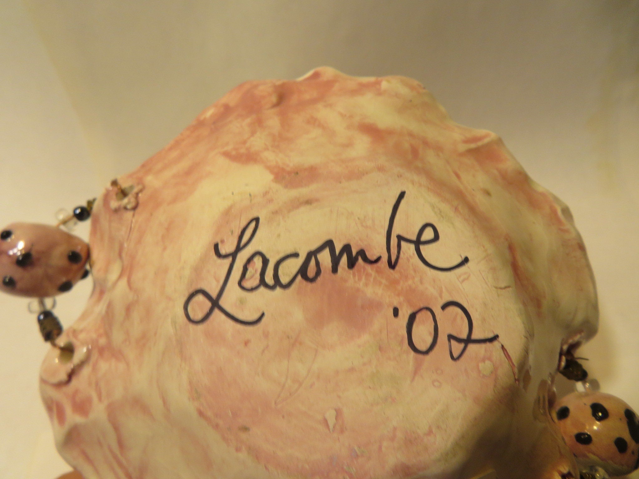 Pink Poodle Dish — WhimsiClay One-of-a-Kind Ceramic Silk-Lined Dog Frame by Amy Lacombe, with Poodle Pins