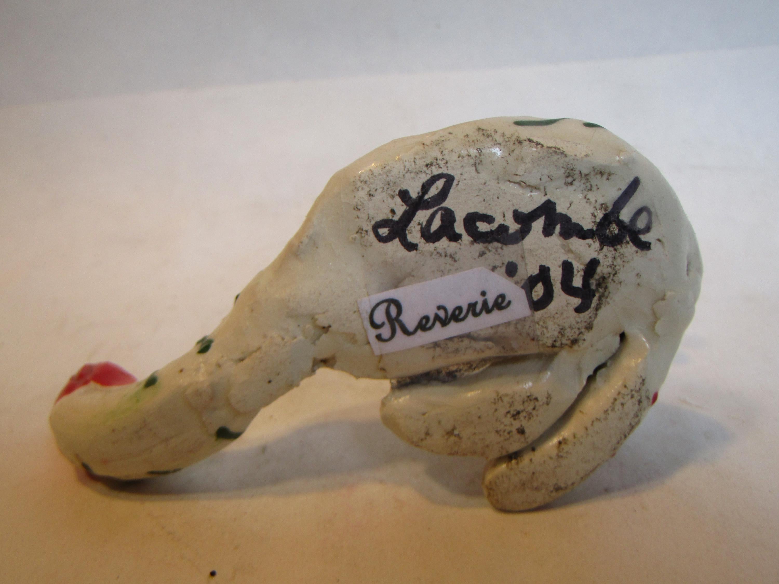 Reverie — WhimsiClay Adorable Vintage Mini Kitty Figurine by Amy Lacombe, with Cat Pin