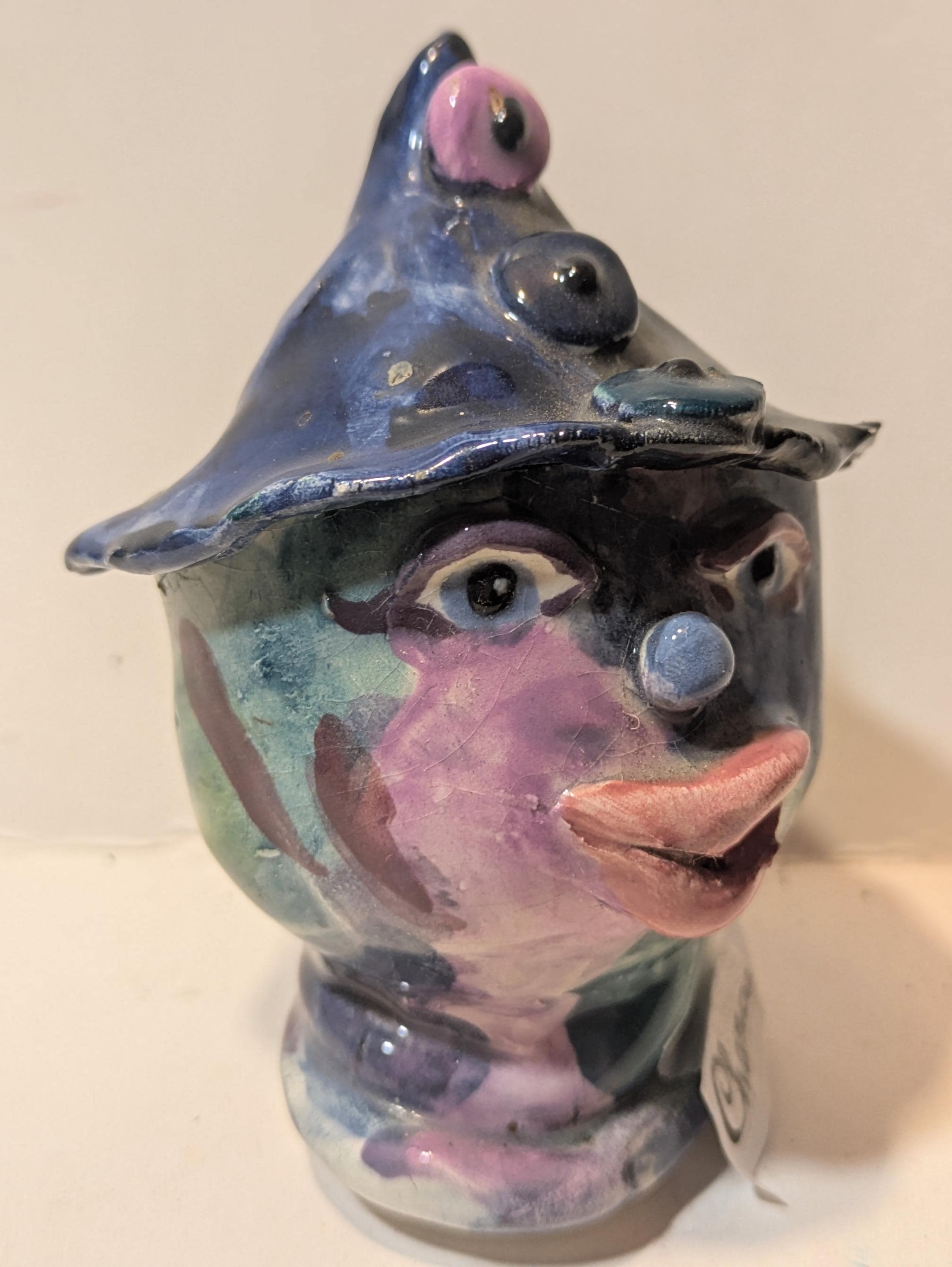 Chance — Vintage WhimsiClay Jewel-Toned Clown Head by Amy Lacombe