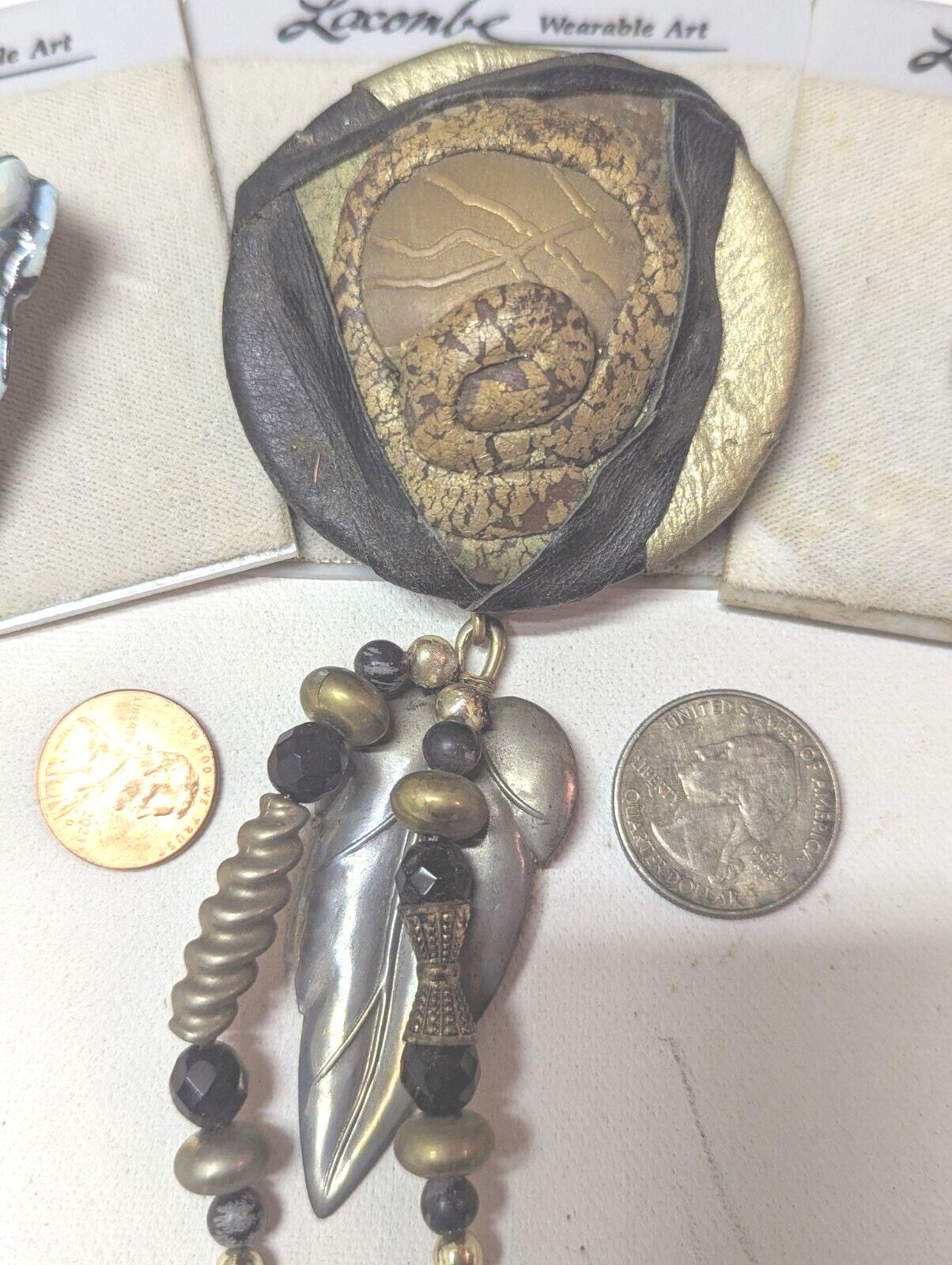 Set of 3 Unusual Pins — WhimsiClay Collage, Fiesta & Swarovski by Amy Lacombe