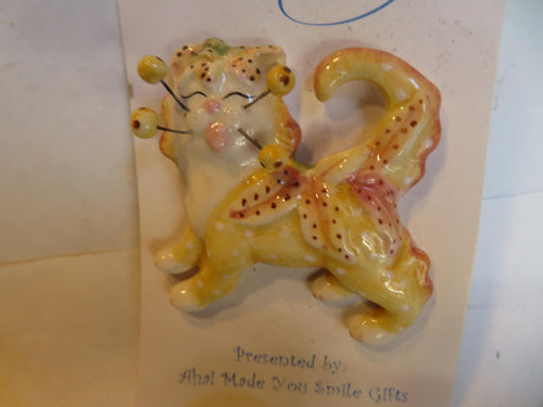 Blue Dotted Soap Dish — Vintage WhimsiClay Handmade Ceramic by Amy Lacombe, with Pin