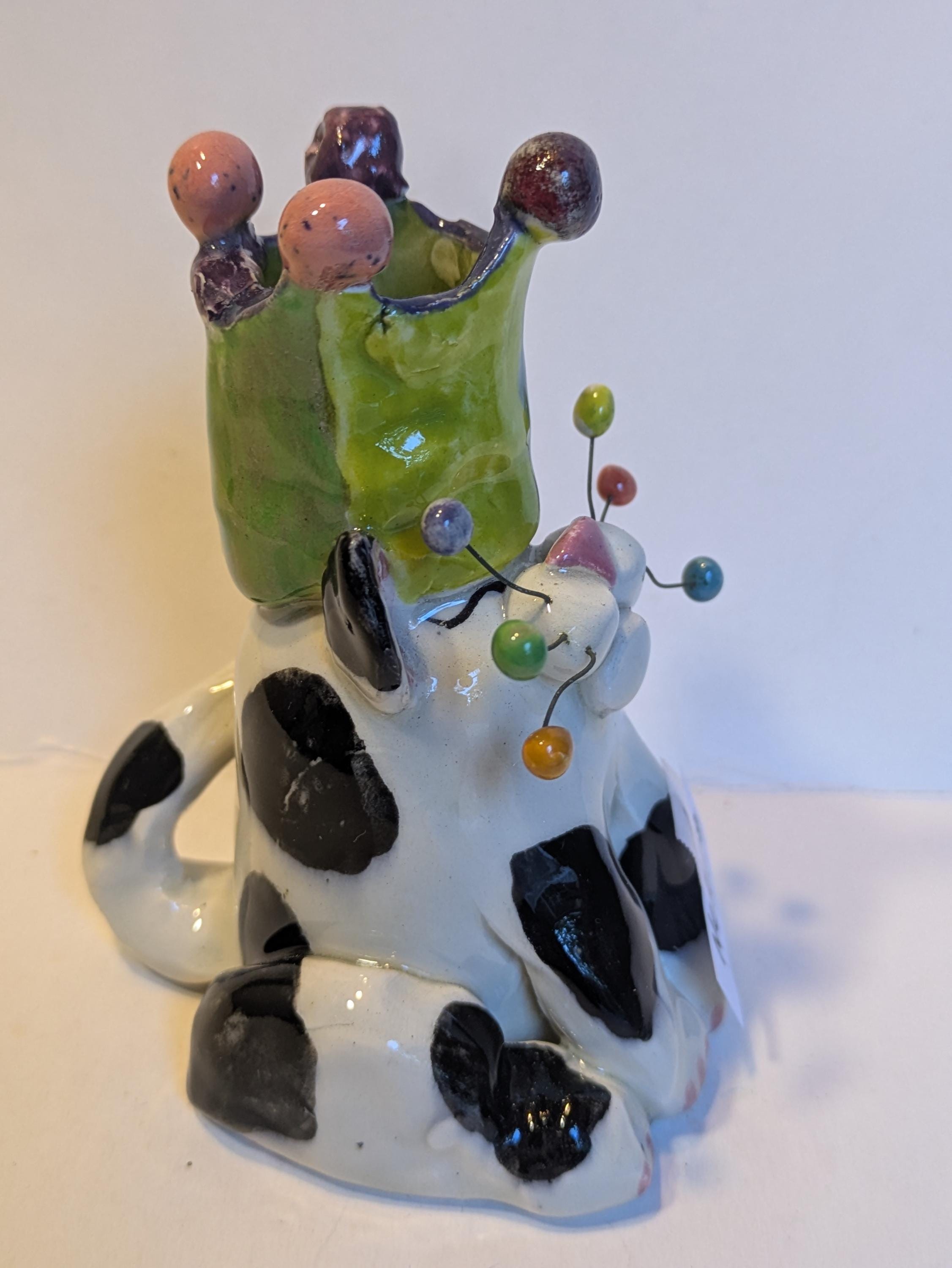 Nekko — Vintage WhimsiClay Black & White Cat Candle Holder by Amy Lacombe