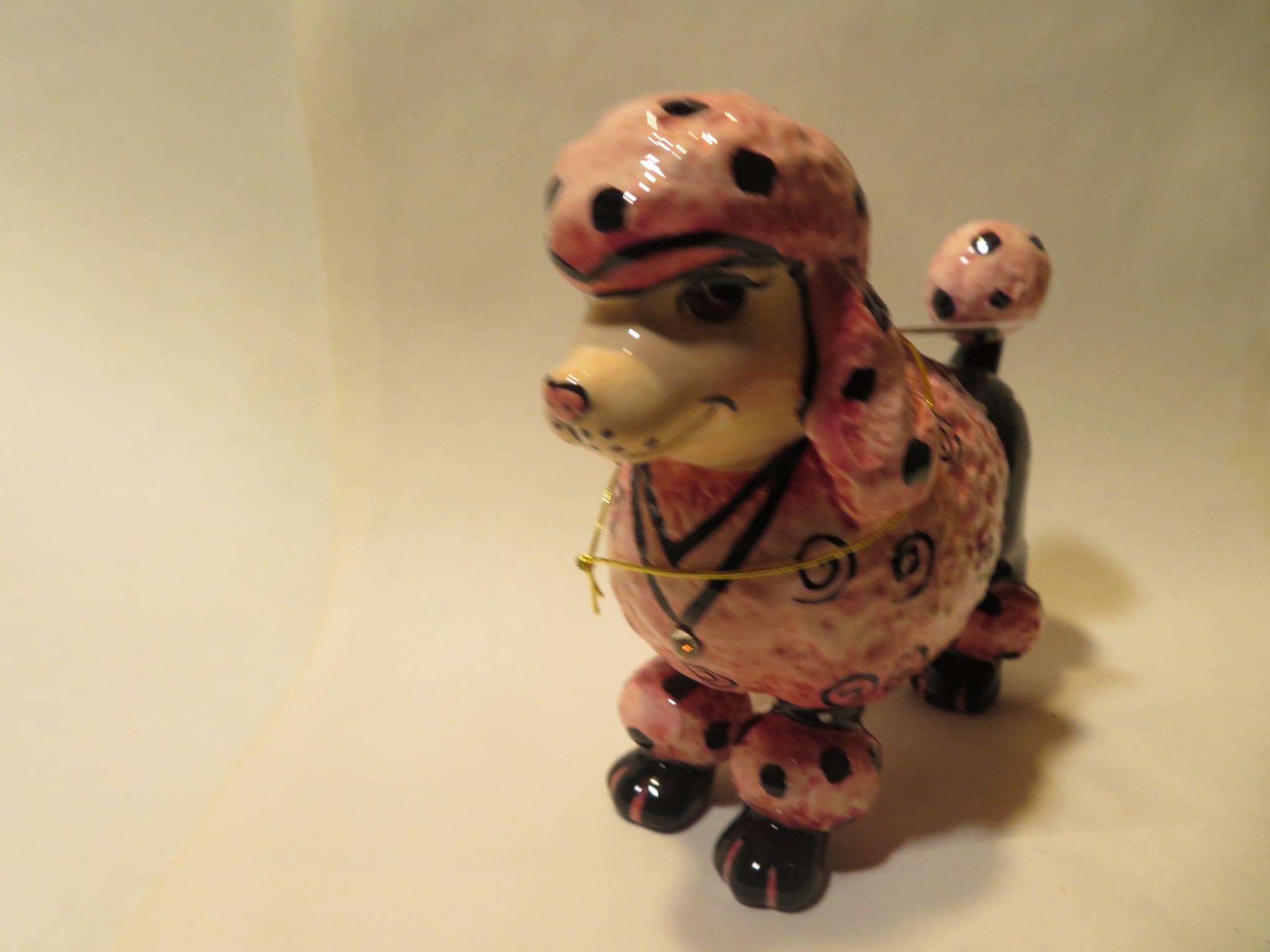 Pretty in Pink — WhimsiClay Poodle Figurine by Amy Lacombe, Gift Boxed with Pins