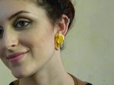 Venezia — WhimsiClay Earrings with Platinum & Mother of Pearl Lustre in Purple