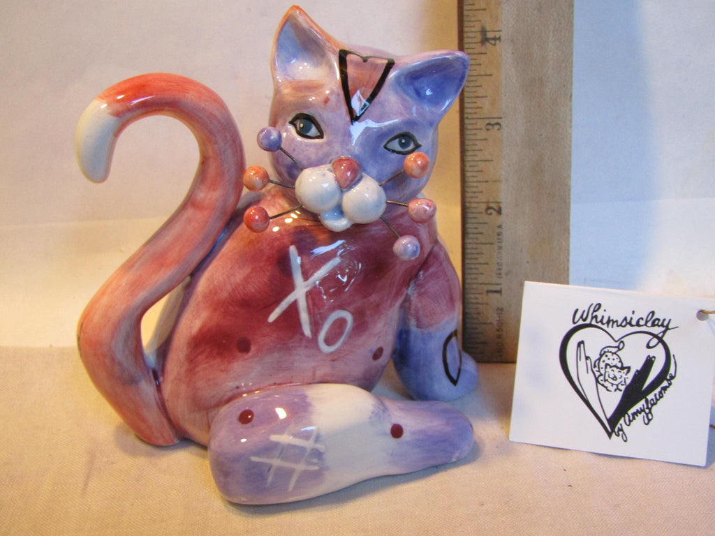 Fancy — Rare Vintage WhimsiClay Quirky Cat Figurine by Amy Lacombe