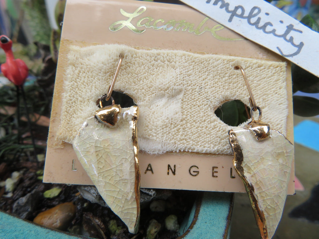 Simplicity — WhimsiClay Cream Ceramic Earrings by Amy Lacombe
