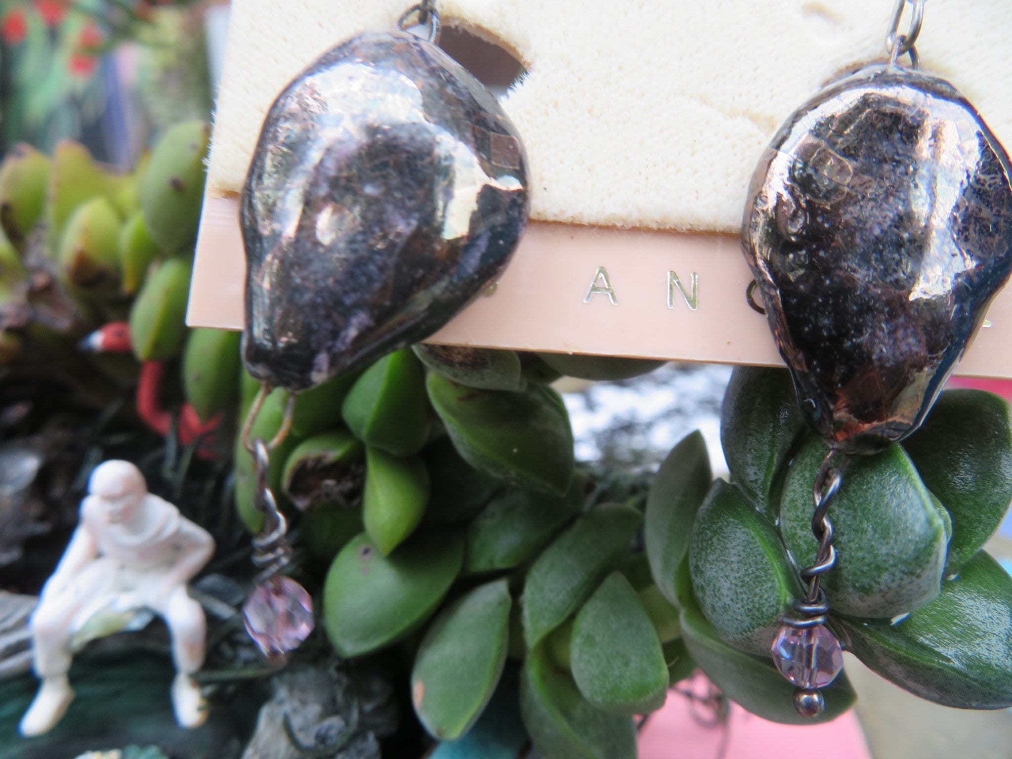 Genevieve — WhimsiClay Black Lustrous Earrings by Amy Lacombe
