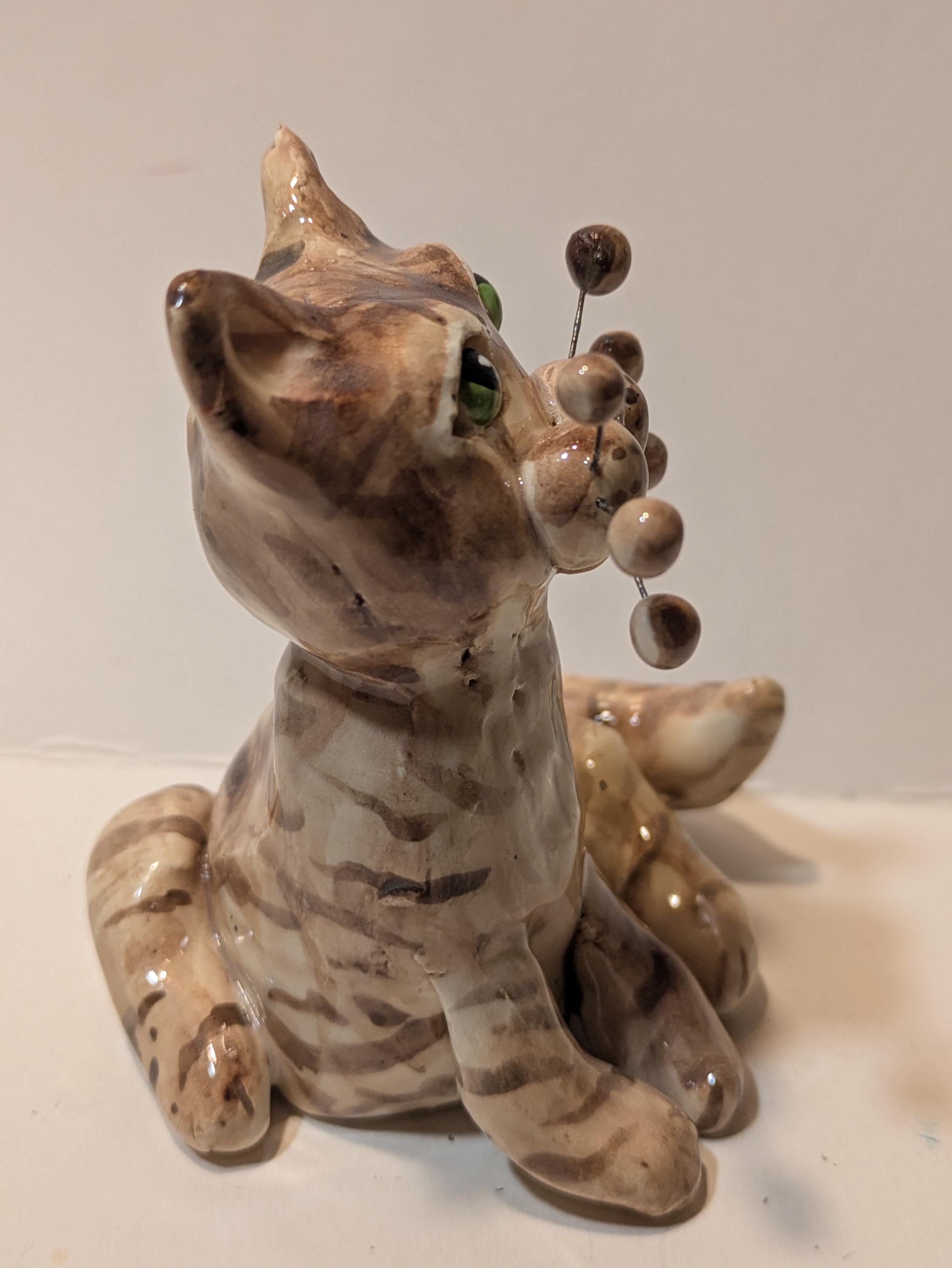 Tawny Tabby — WhimsiClay Small Cat Figurine, Handmade by Amy Lacombe