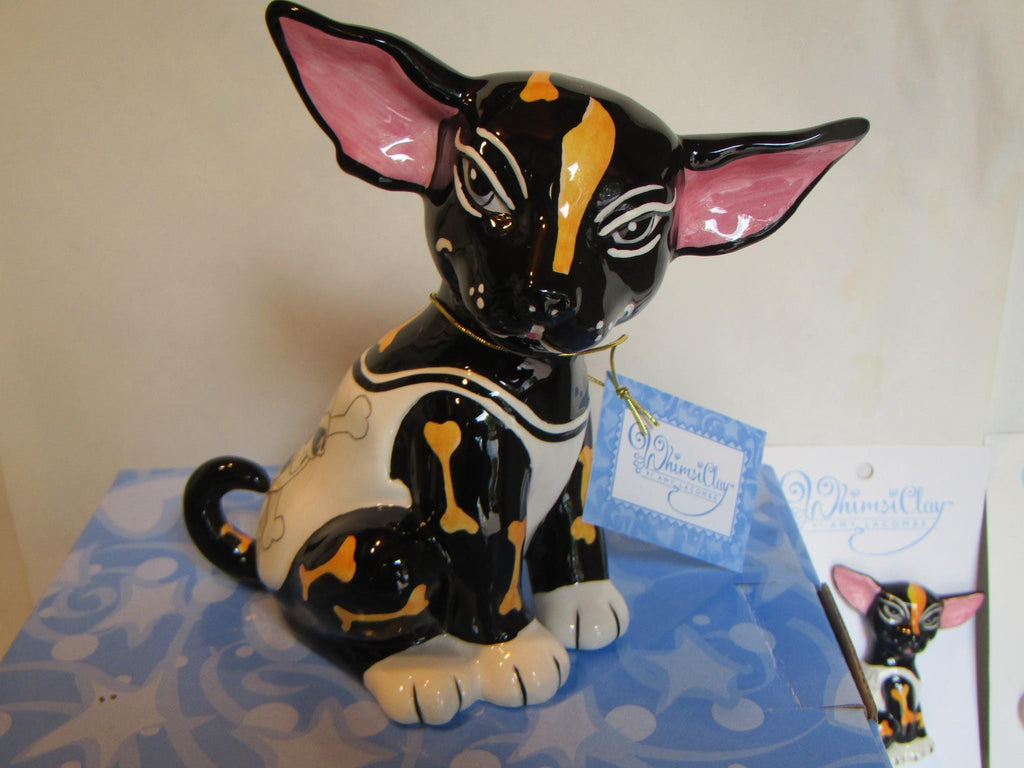Killer — WhimsiClay Chihuahua Sculpture by Amy Lacombe, Gift Boxed with Pins