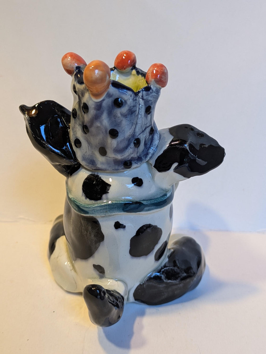 Black and White WhimsiClay Dog Original Candle Holder “Nekko” (1999) – Amy Lacombe