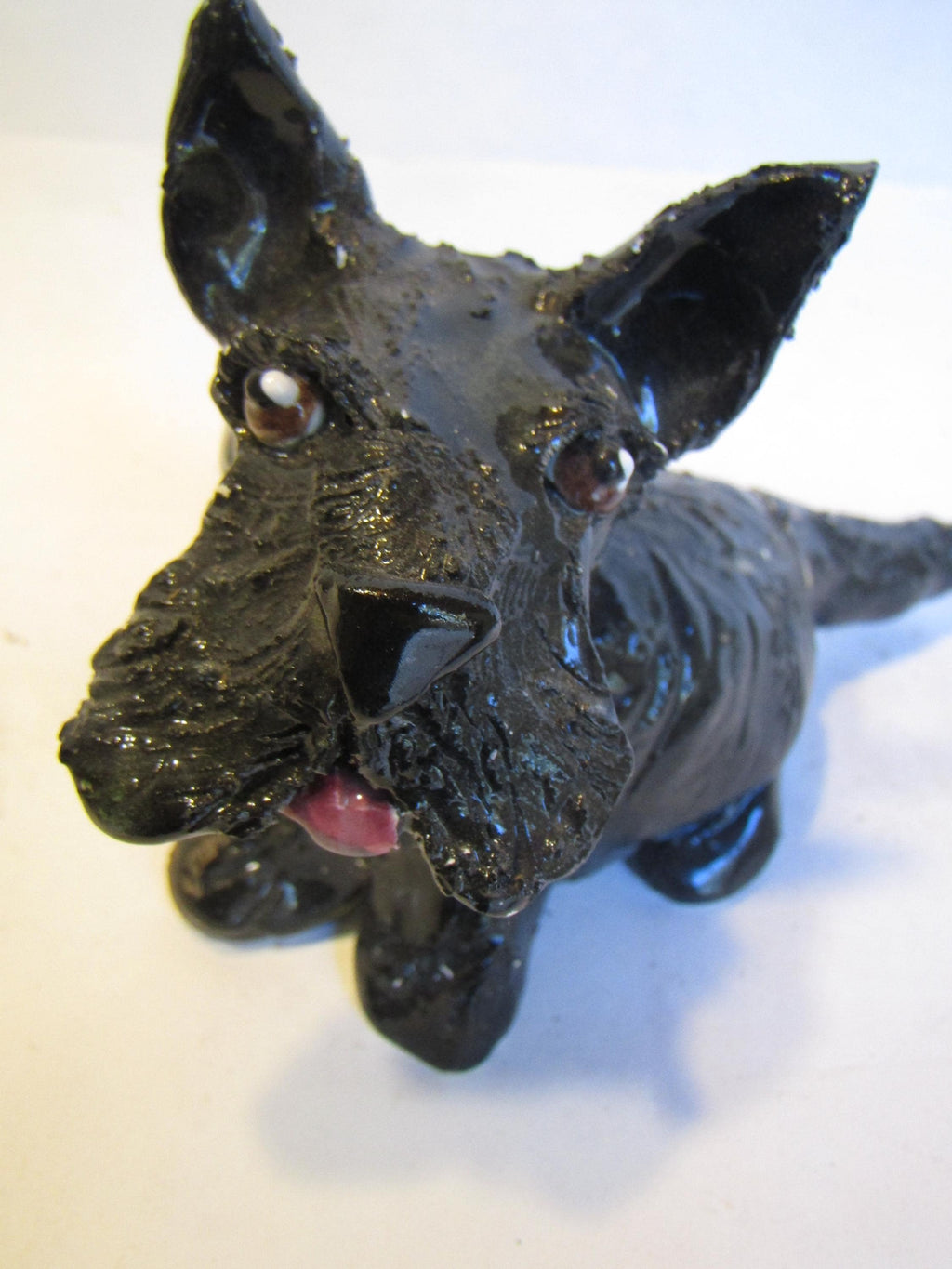 Sharkey — WhimsiClay One-of-a-Kind Scottish Terrier Sculpture by Amy Lacombe
