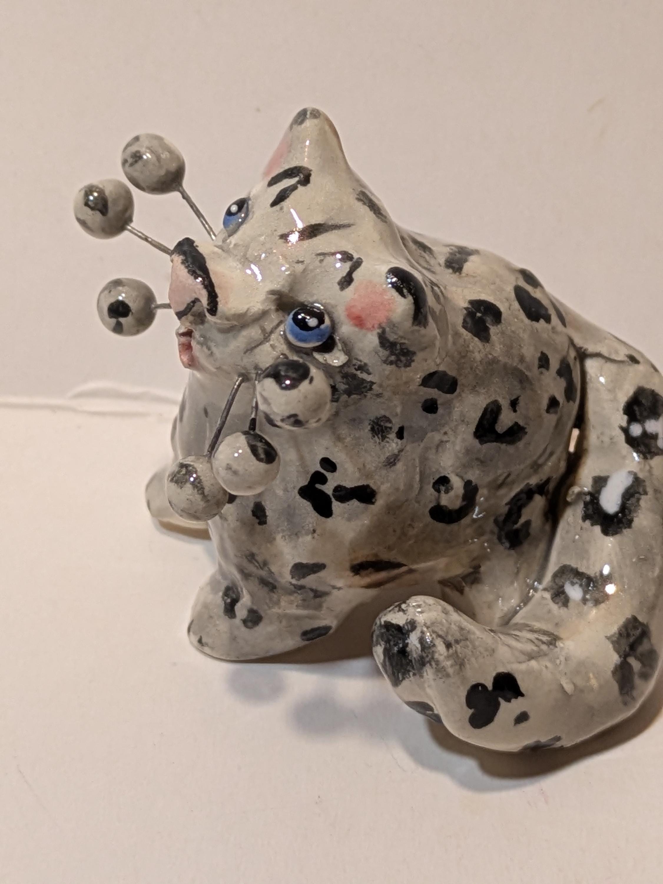 Lila Leopard — WhimsiClay Mini Snow Leopard Sculpture by Amy Lacombe
